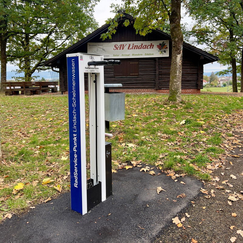 Rad Service Punkt Station in Lindach, am Schelmanwasen