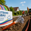 Zu sehen ist eine Kabeltrommel Glasfaserkabel beim verlegen