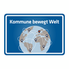 Weltkugel mit Aufschrift Kommune bewegt Welt