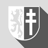 Zu sehen ist das Bettringen Wappen, auf der linken Seite ist ein Löwe abgebildet und auf der rechten Seite ein Doppelkreuz.